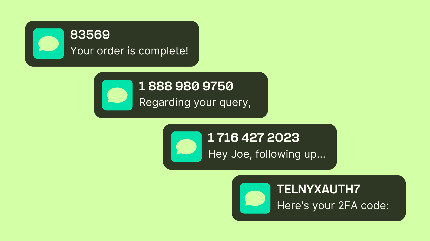 SMS number types examples