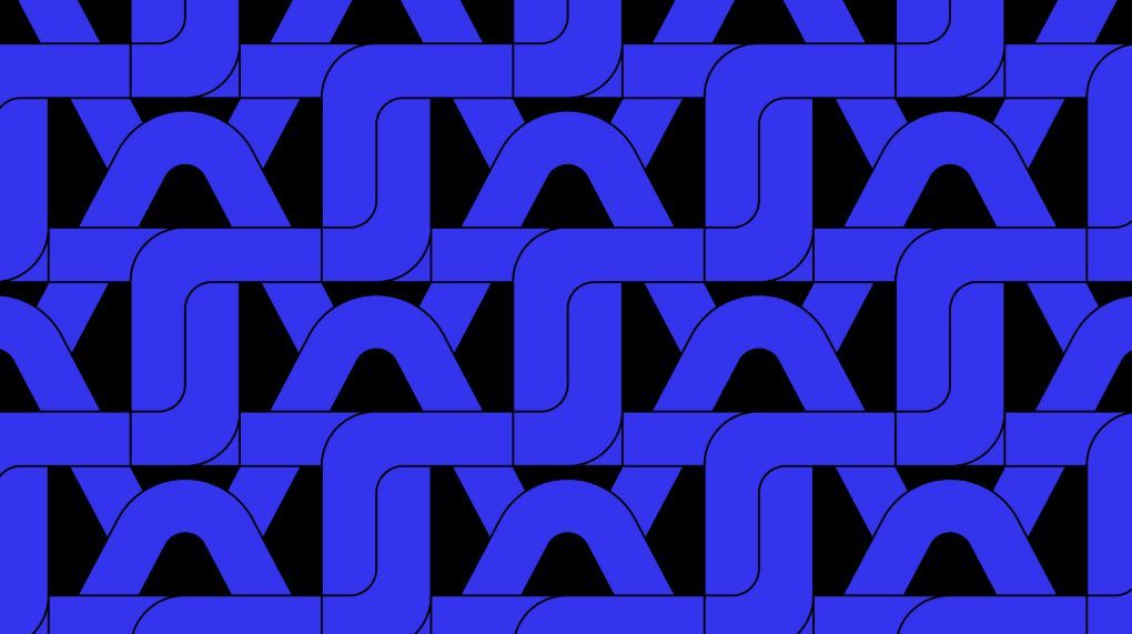 Blue Telnyx logos overlapping on a black background
