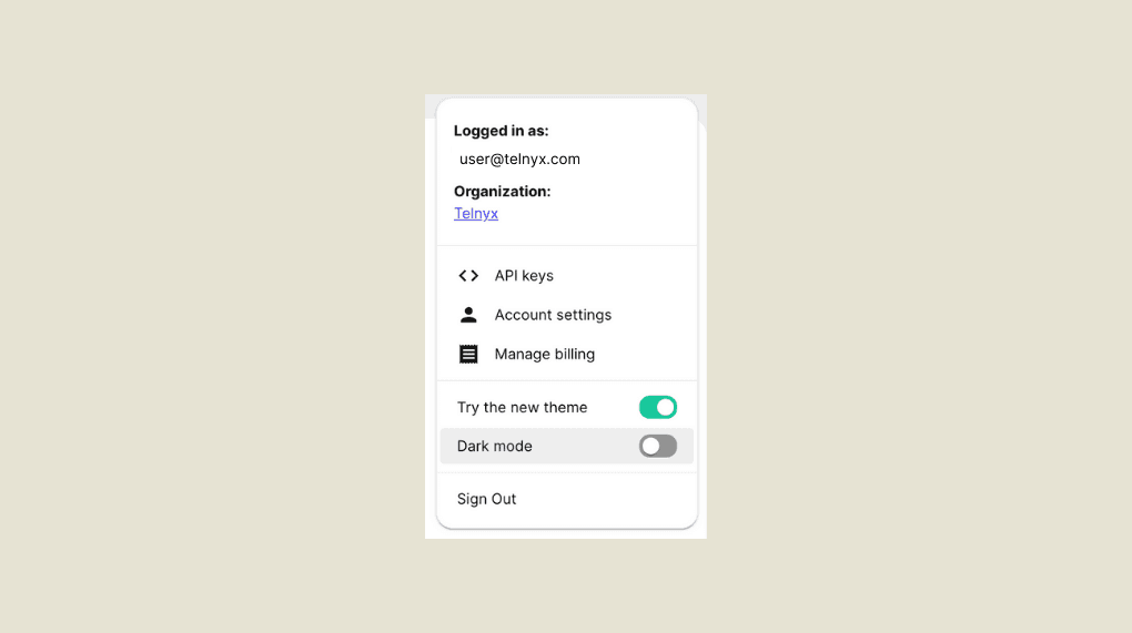 Switch to dark mode in the portal