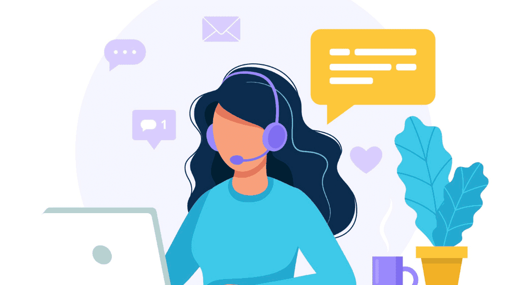 customer service agent surrounded by customer engagement tools