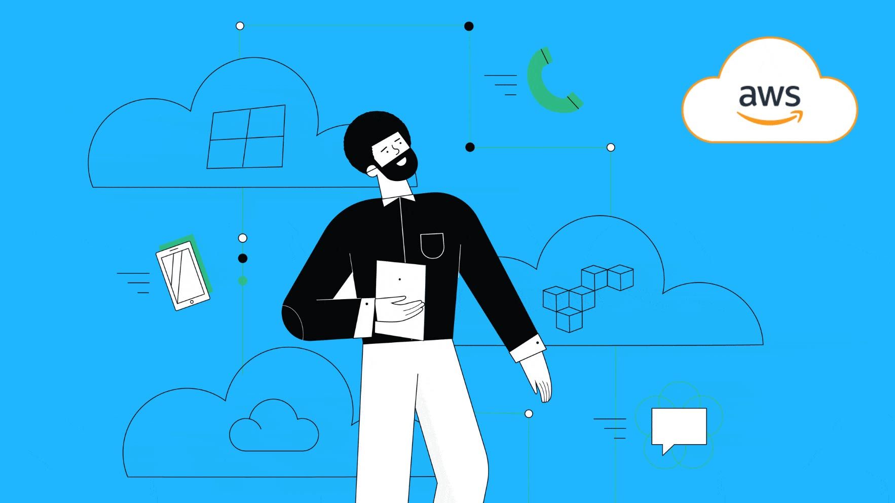 Man looking at AWS Direct Connect icon