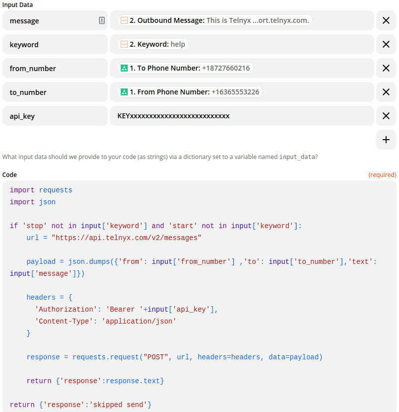 marketo 2way sms send code
