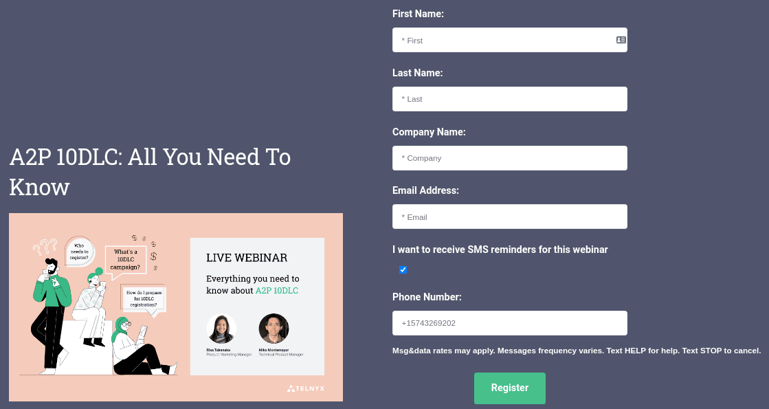 marketo sms integration form