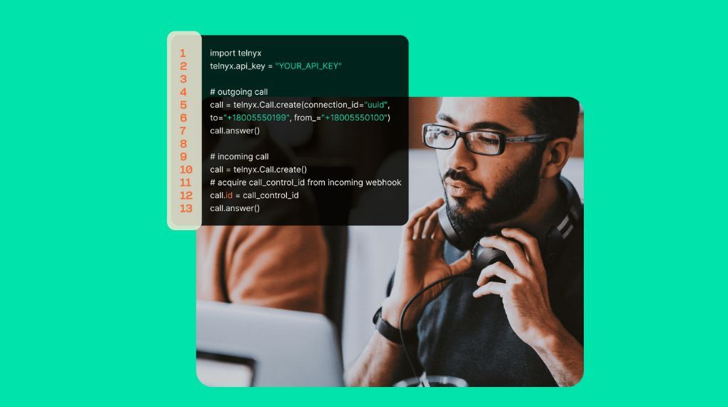 Man wearing headphones examining Voice API script